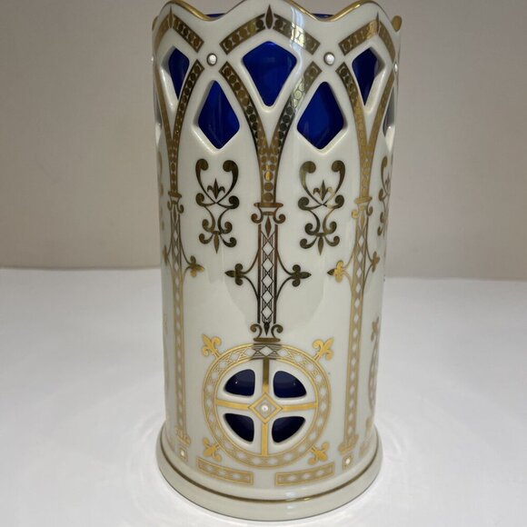 Lenox Millennium Collection Votive Candleholder Cobalt Blue Glass Globe 8" USA - Picture 4 of 13